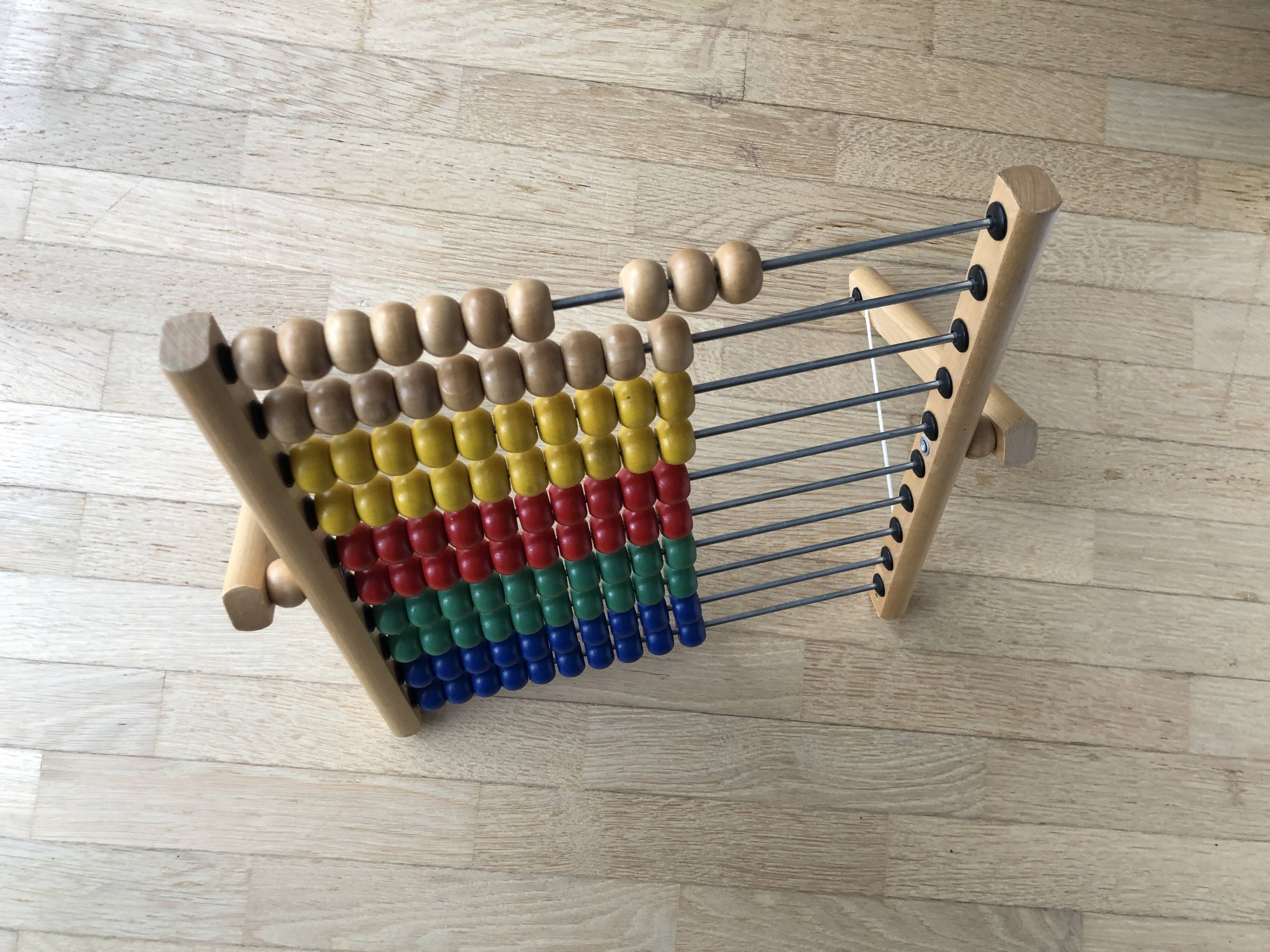 Vintage abacus in wood and primary colors