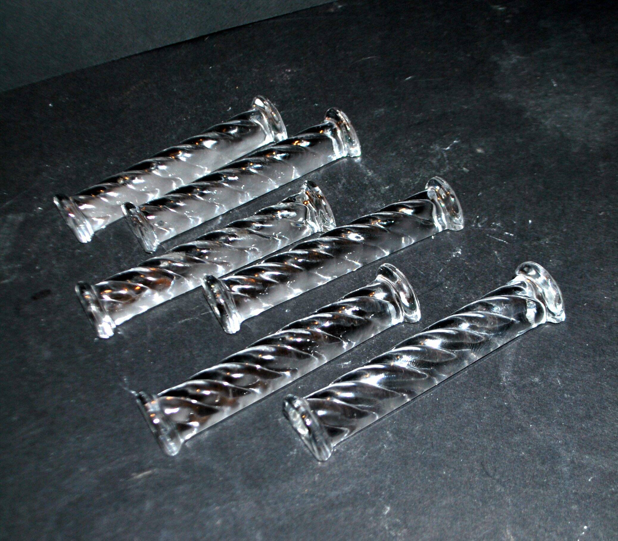 Set of 6 designer knife rests in twisted molded glass - vintage tableware