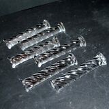 Set of 6 designer knife rests in twisted molded glass - vintage tableware