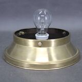 Plafonnier Art Déco en laiton des années 1930 avec abat-jour en verre opalin, Tchécoslovaquie, Res