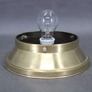 1930s Art Deco brass ceiling light with opaline glass shade, Czechoslovakia, Res