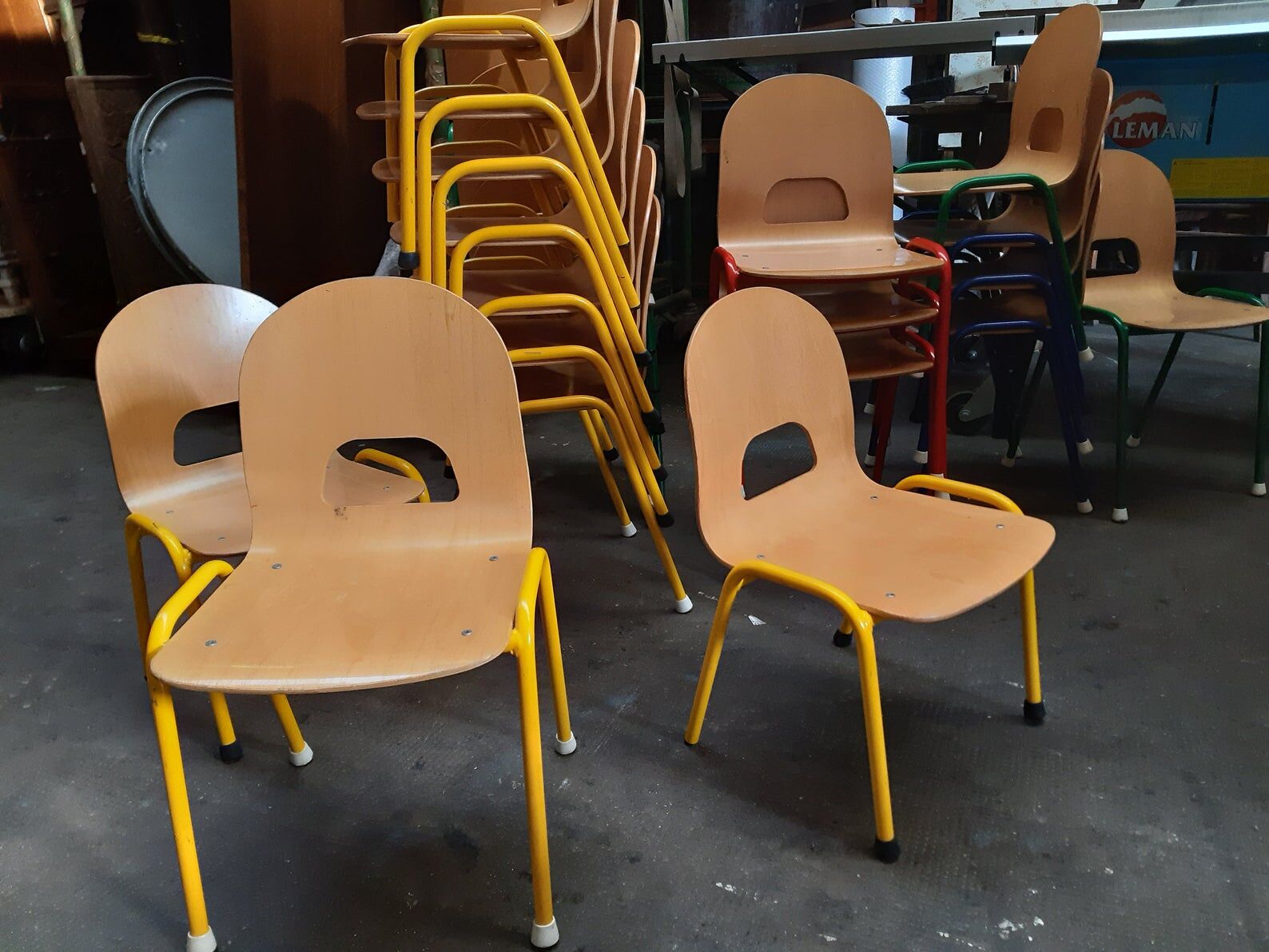 Vintage school children's chair 1970 wood