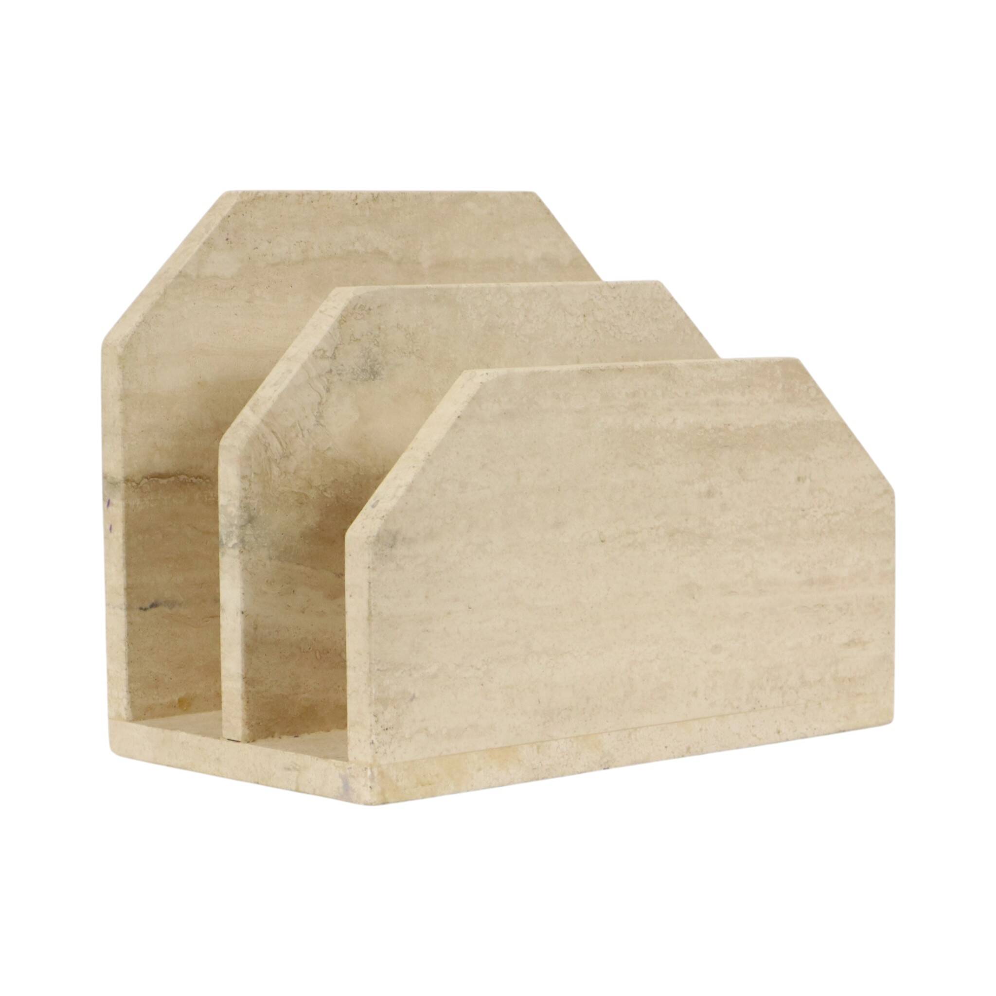 Vintage Travertine Natural Stone Magazine Rack – 1970s