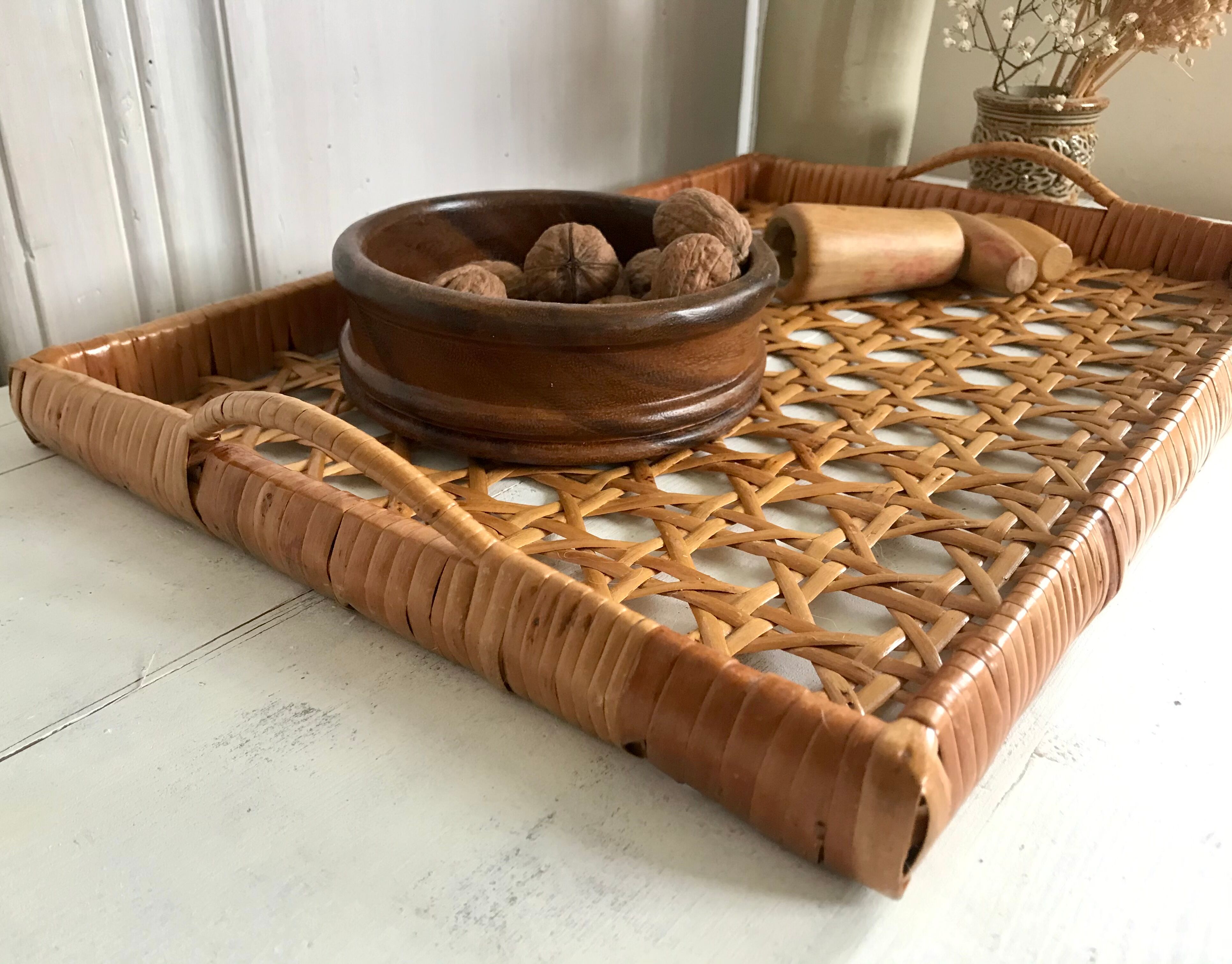 Vintage rattan tray