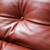 Vintage Soriana set in red leather by Afra e Tobia Scarpa for Cassina Italy