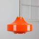 Mid-century italian orange glass & brass pendant lamp