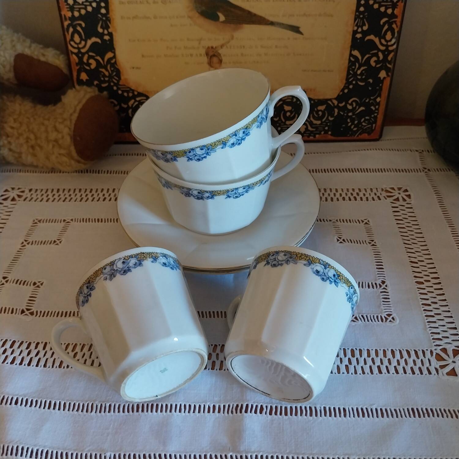 Antique porcelain cups and saucers
