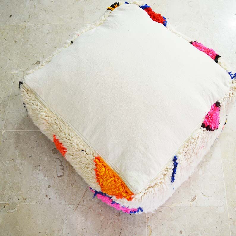 Colorful berber beery poufs azilal 60 x 60 x 20 cm