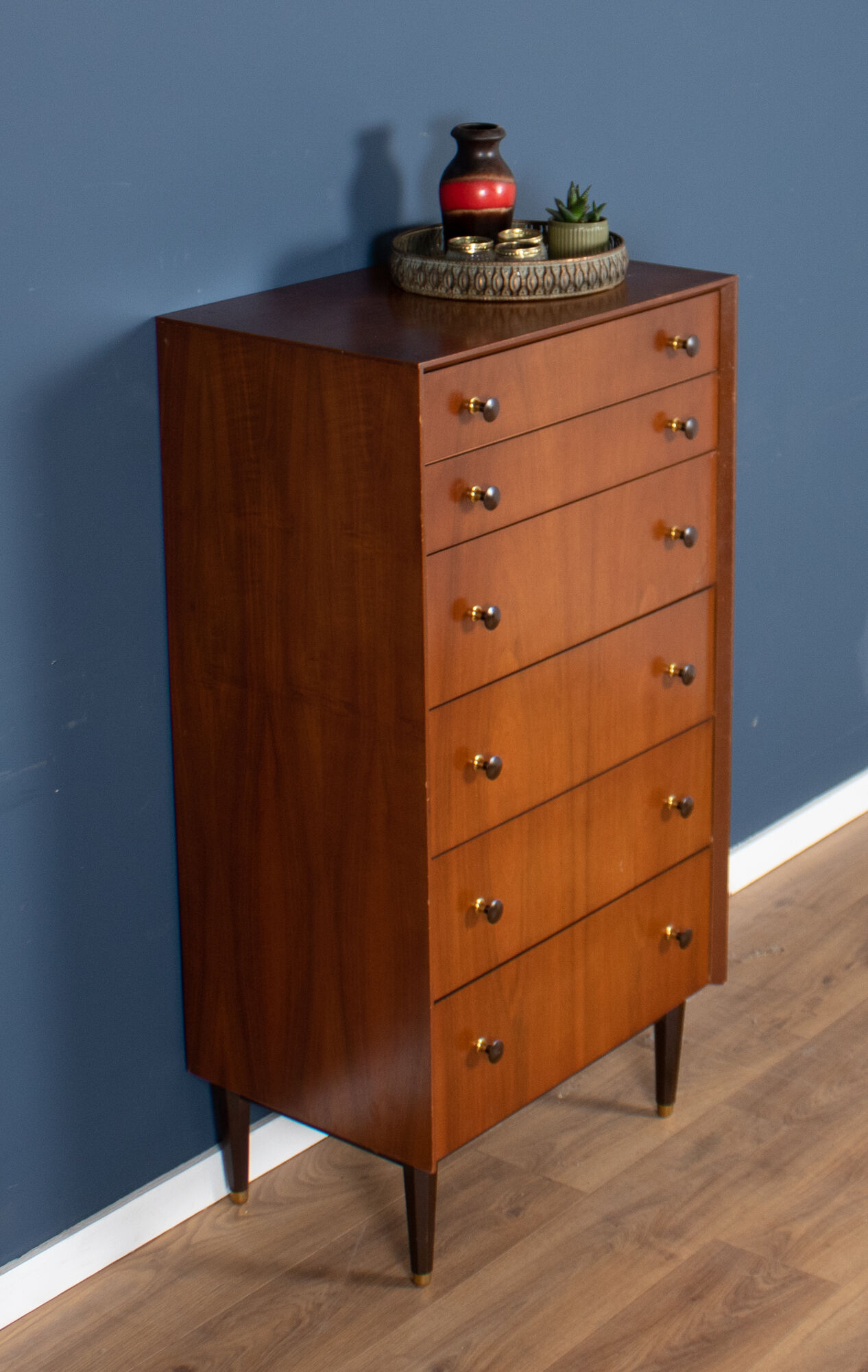 Retro teak 1960s tall G plan tolawood chest of drawers