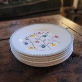 50s floral decorated earthenware dessert plates