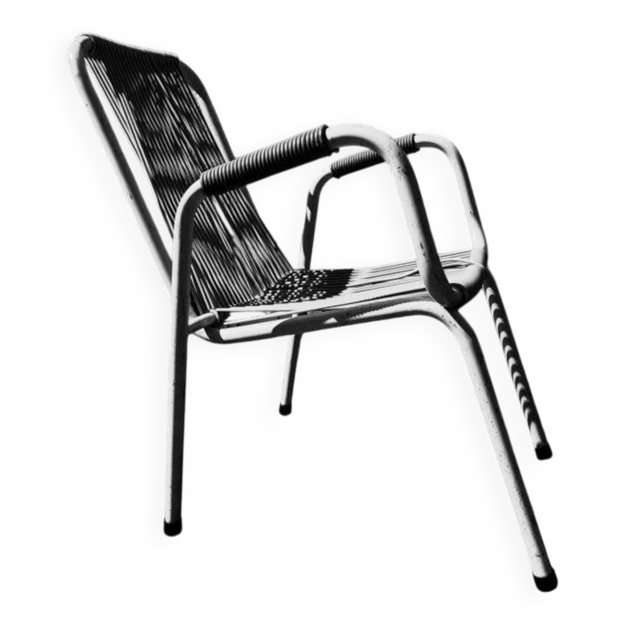 Vintage outdoor chair in webbing, 1960s-70s.