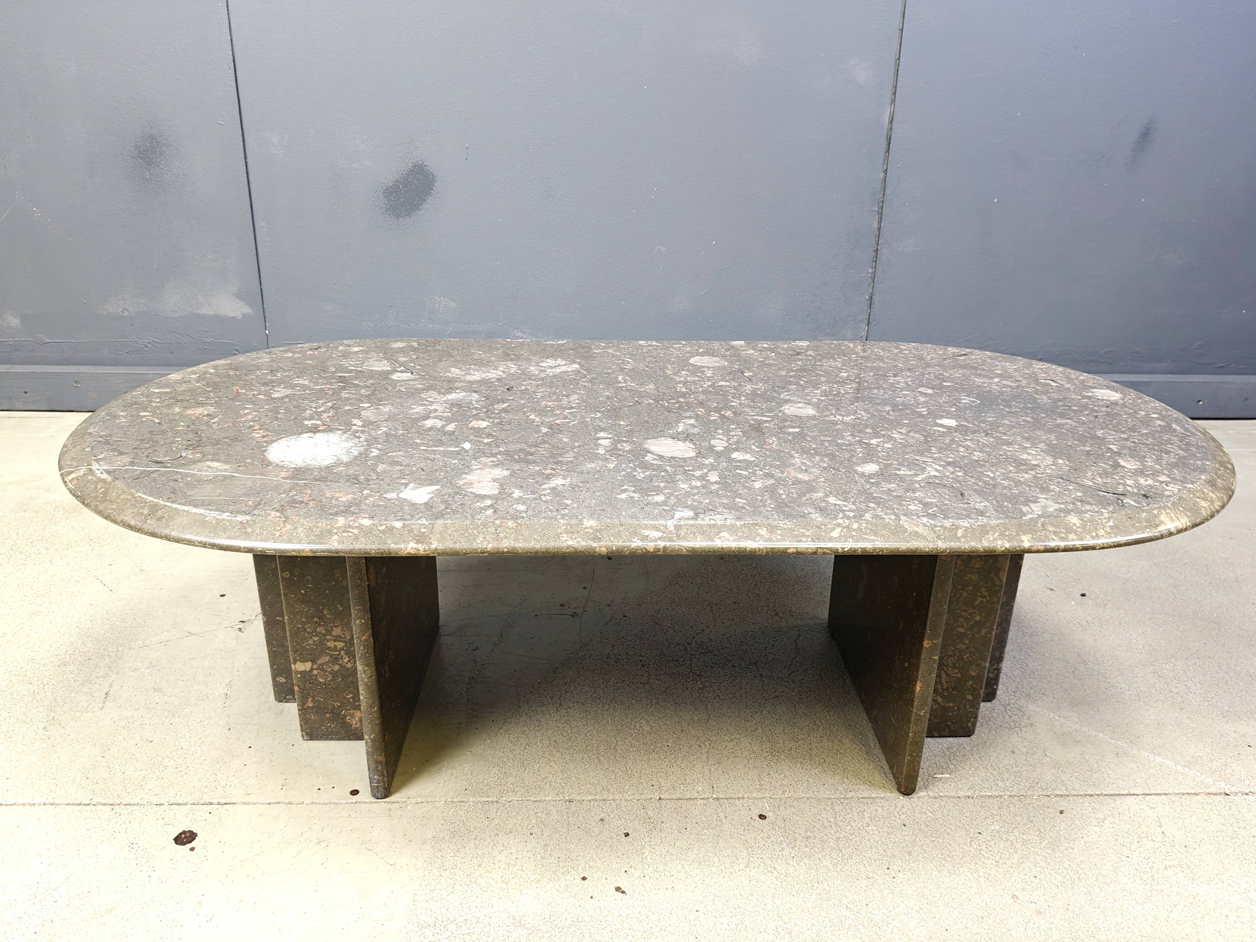 Vintage italian grey marble coffee table, 1970s