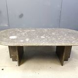 Vintage italian grey marble coffee table, 1970s