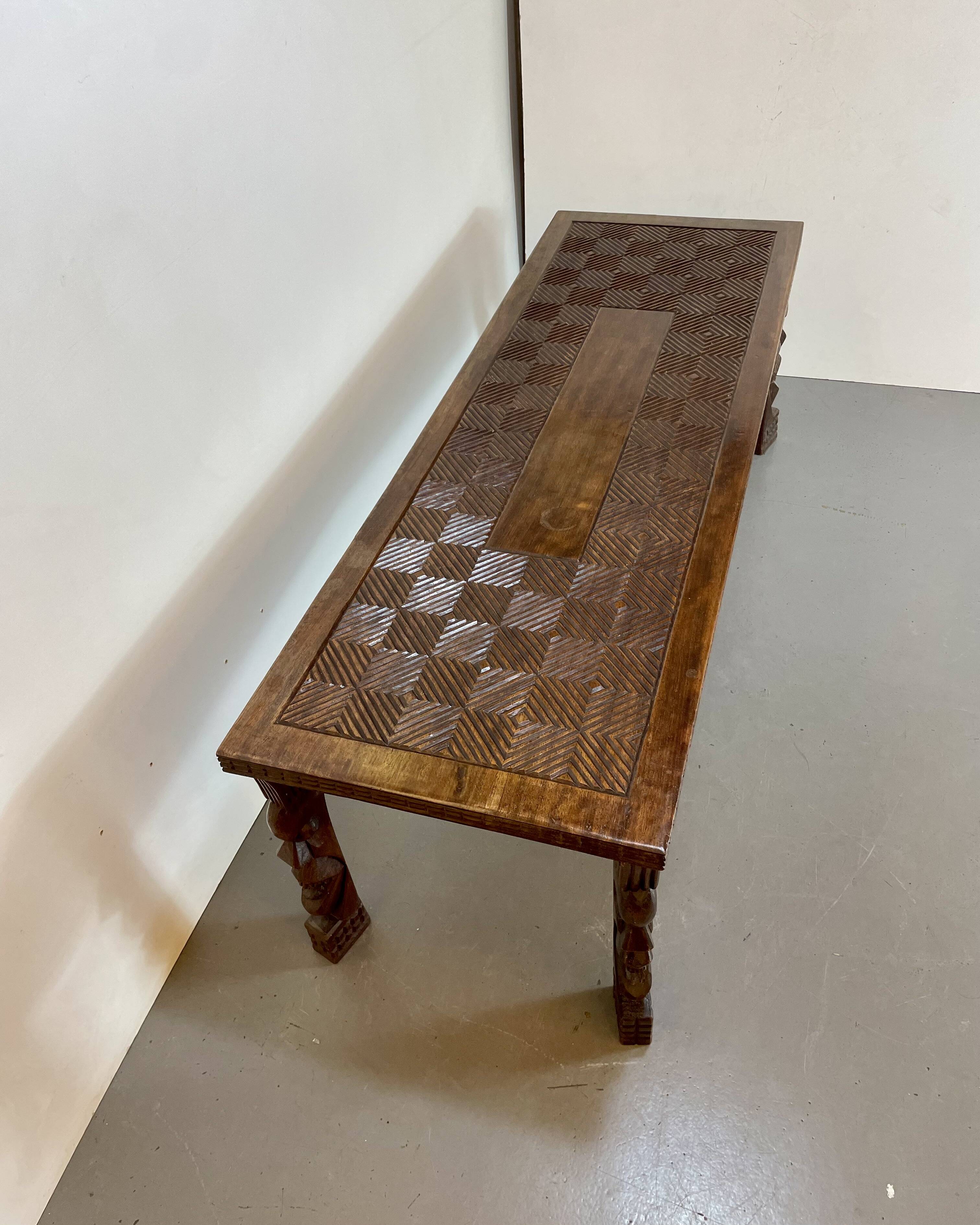 Hand-carved Congolese coffee table, 1989