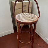 Wooden and wicker bar stool