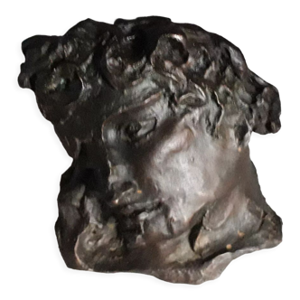 Portrait man of the ancient in bronze ephebe by Claude Mary