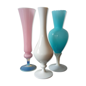 Trio of vases in vintage opaline