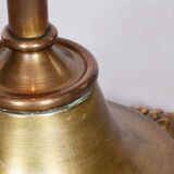 Restored Brass Art Deco Floor Lamp, France, Original Textile Shade, 1920s