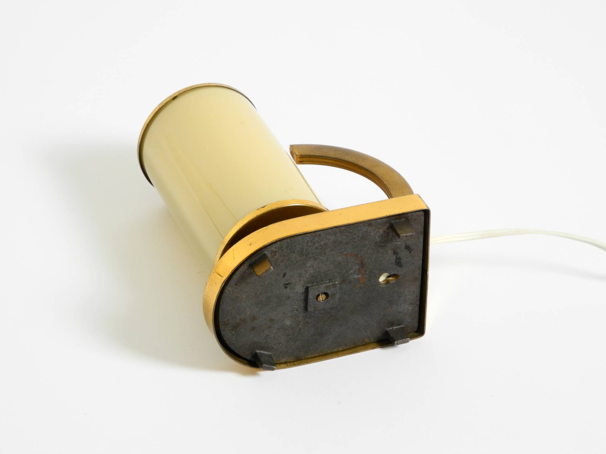 Rare and beautiful 1940s brass table lamp with opal glass shade