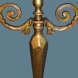 Pair of chandeliers three neo-classical fires - patinated bronze - 1950s - France