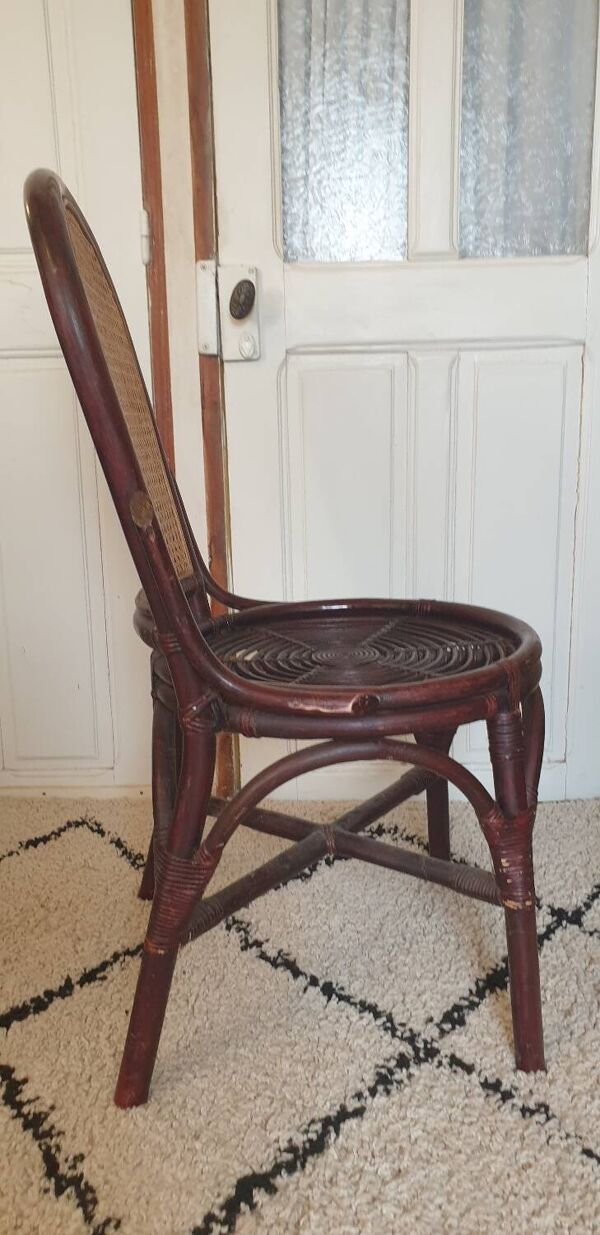 4 chaises bambou et cannage