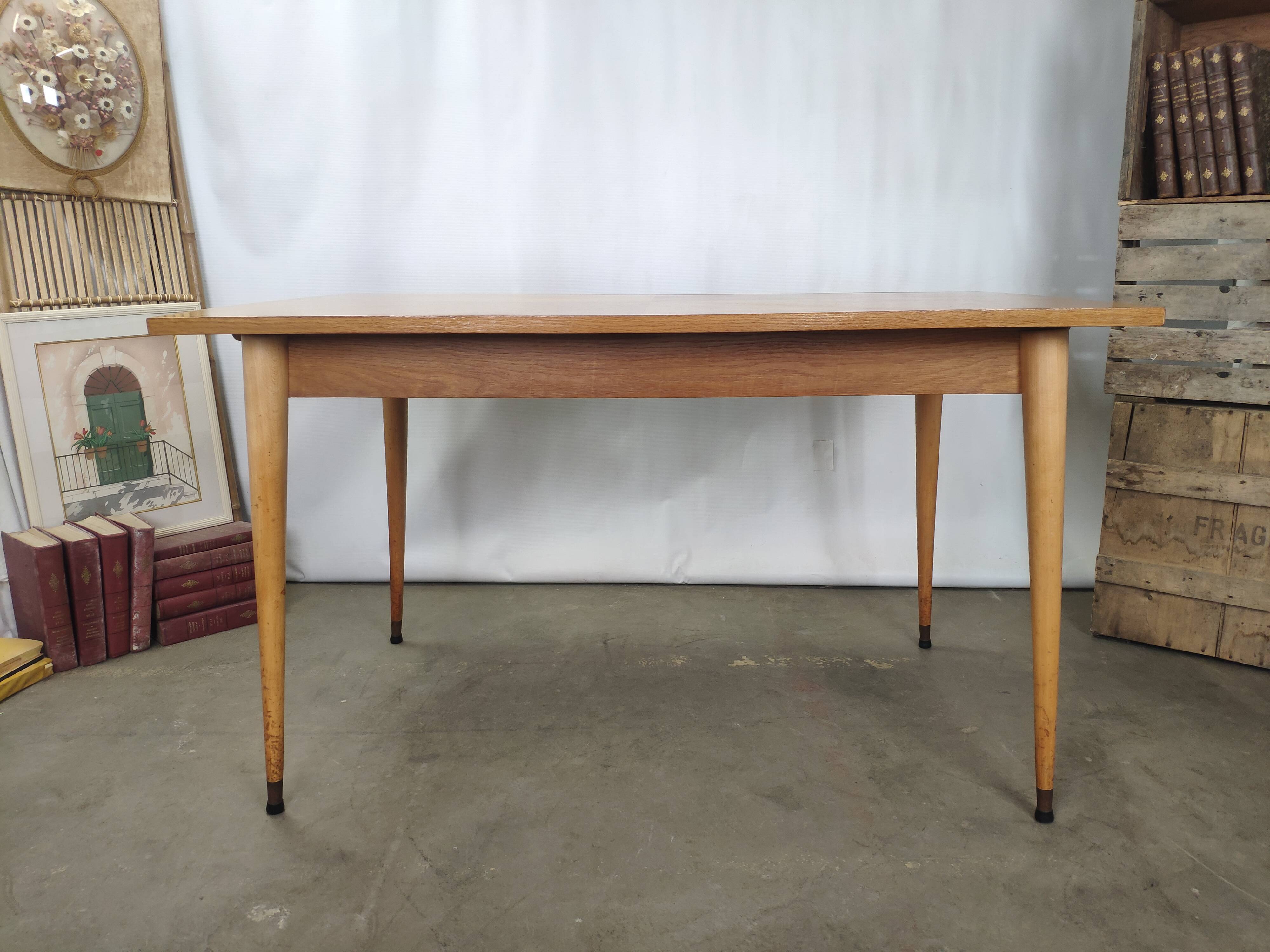 Dining table light oak foot vintage compass