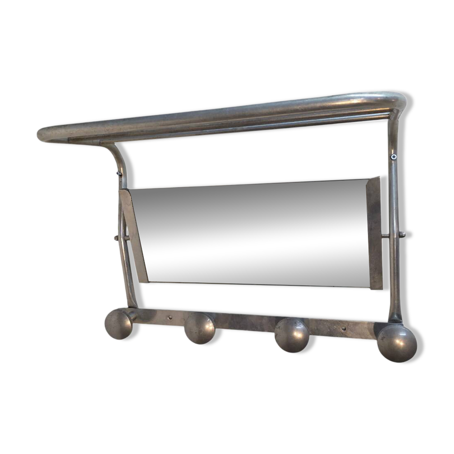 1960s swivel mirrored aluminum coat rack