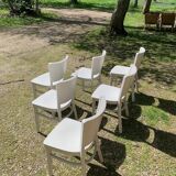 6 painted wooden chairs