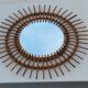 Sun mirror of the 50s in rattan