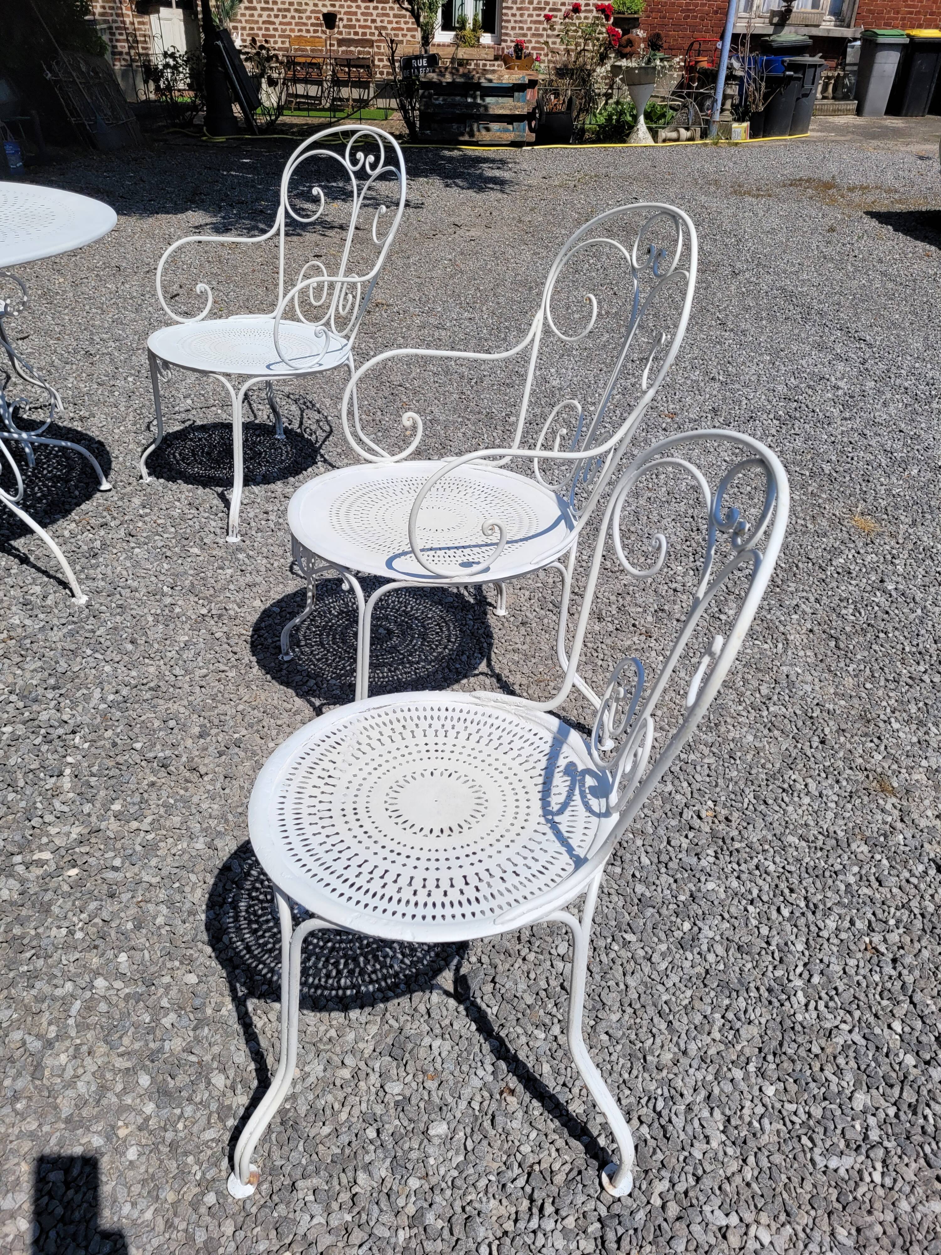 Old wrought iron garden furniture 3 armchairs + 2 chairs