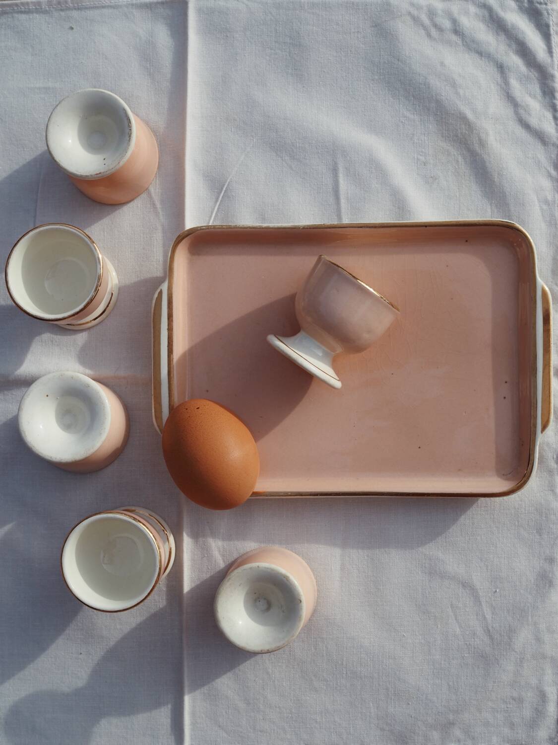 6 Egg cups on vintage Villeroy & Boch tray