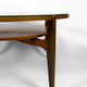 Important modern Scandinavian style coffee table, walnut / glass – c. 1960