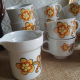 Ensemble 11 tasses à café, sucrier et pichet à lait Wunsiedel Bavaria vintage