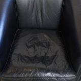 Black Cowhide Leather English-Style Club Chair