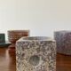 Set of 6 vintage marble and stone candlesticks