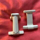 Set of 2 hooks in white porcelain Art Deco 30/40