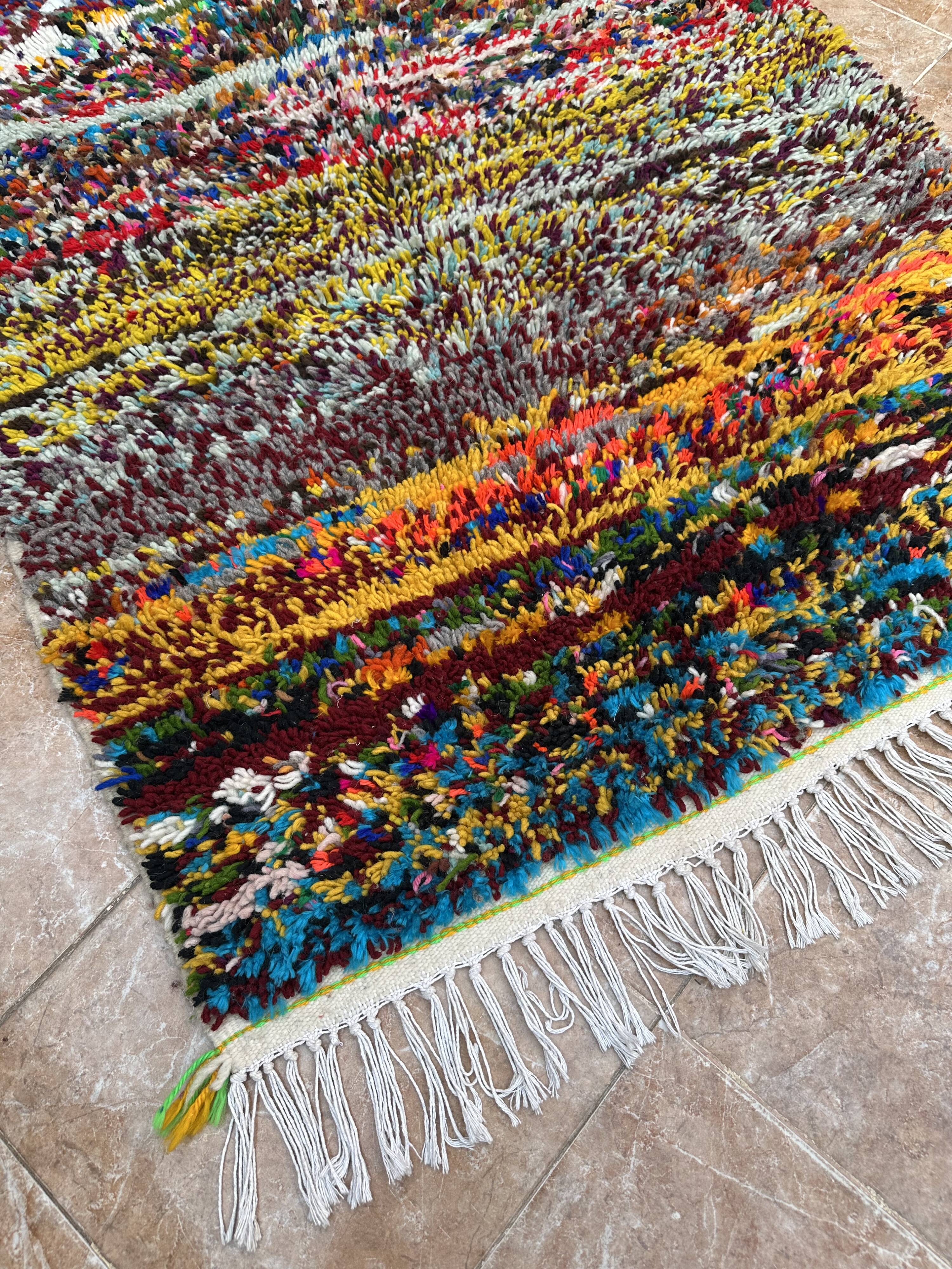 Handmade Azilal Moroccan rug, Berber rug woven from wool.