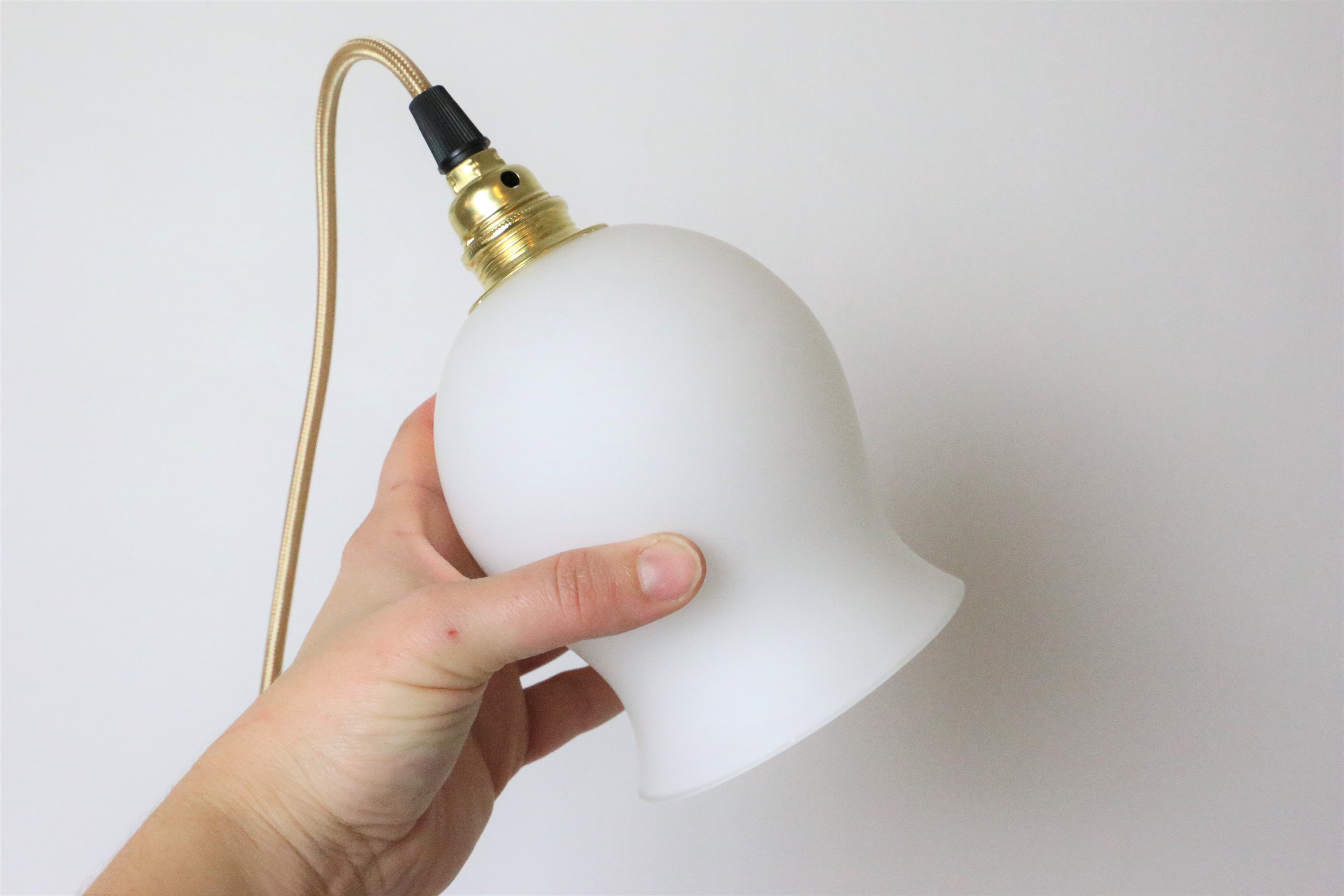 Lamp in white matte opaline, vintage