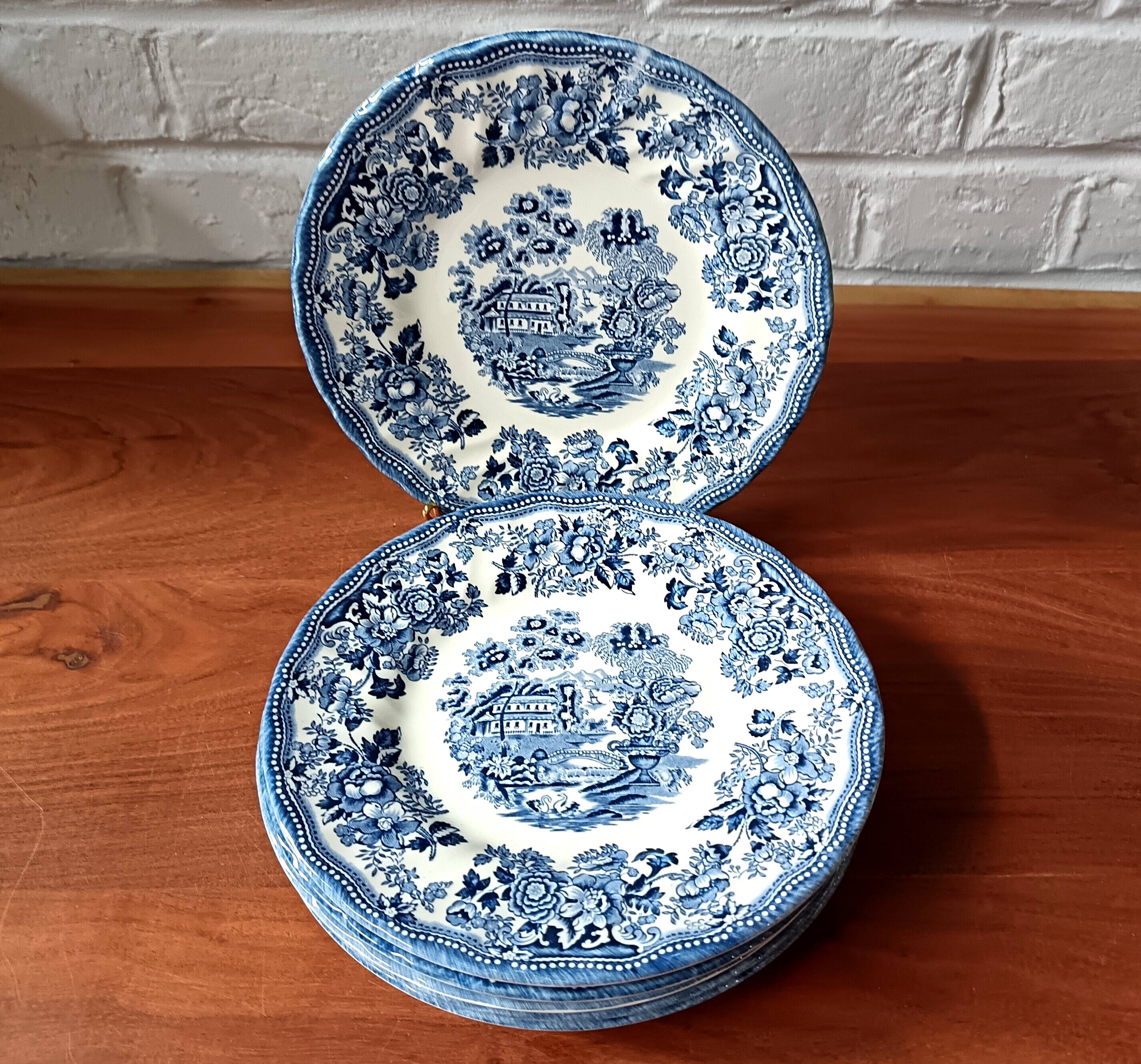 6 vintage ceramic dessert plates, churchill the georgian collecti