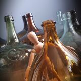 Demi-john 10L round light green sling neck