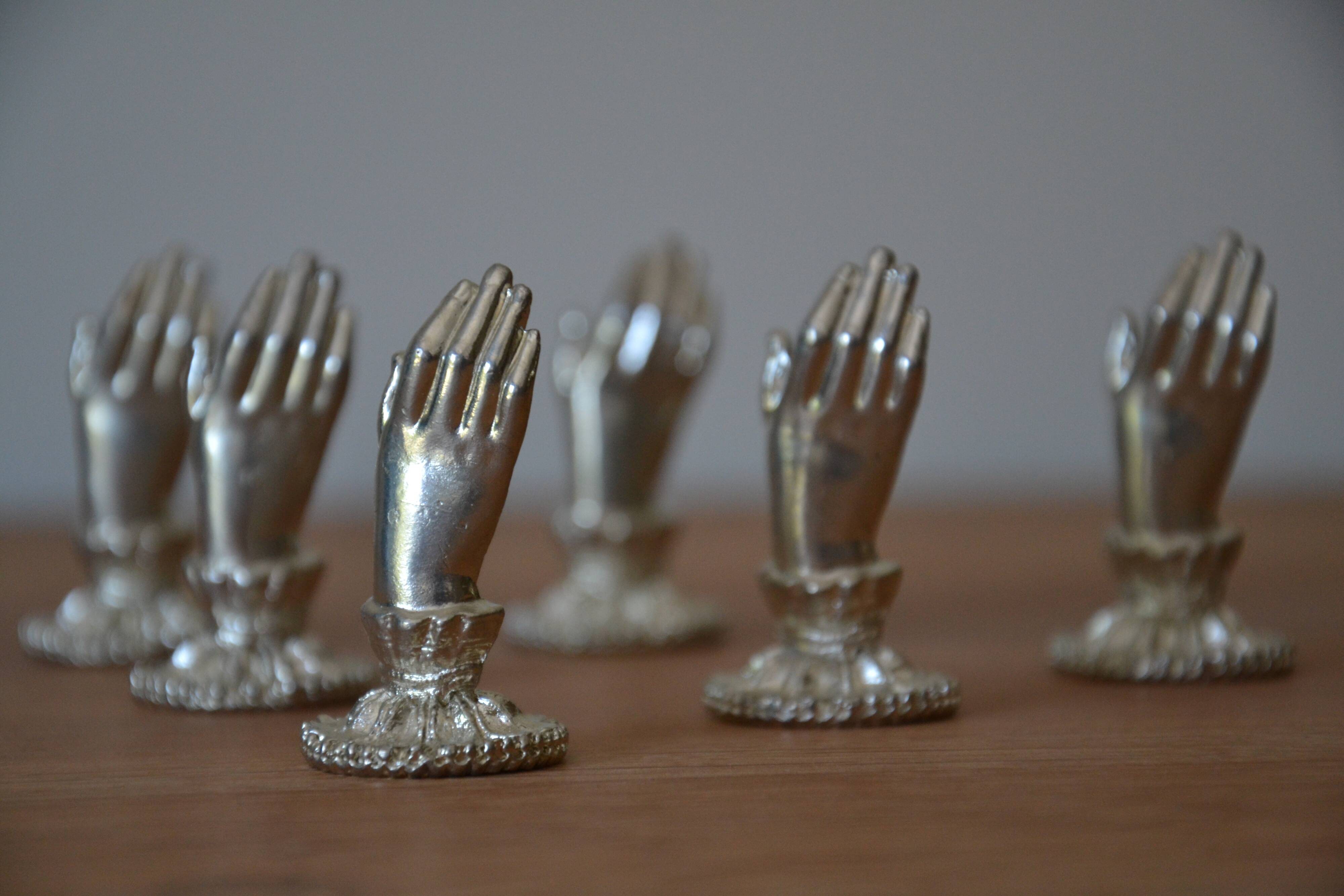 6 silver-plated menu holders A British production