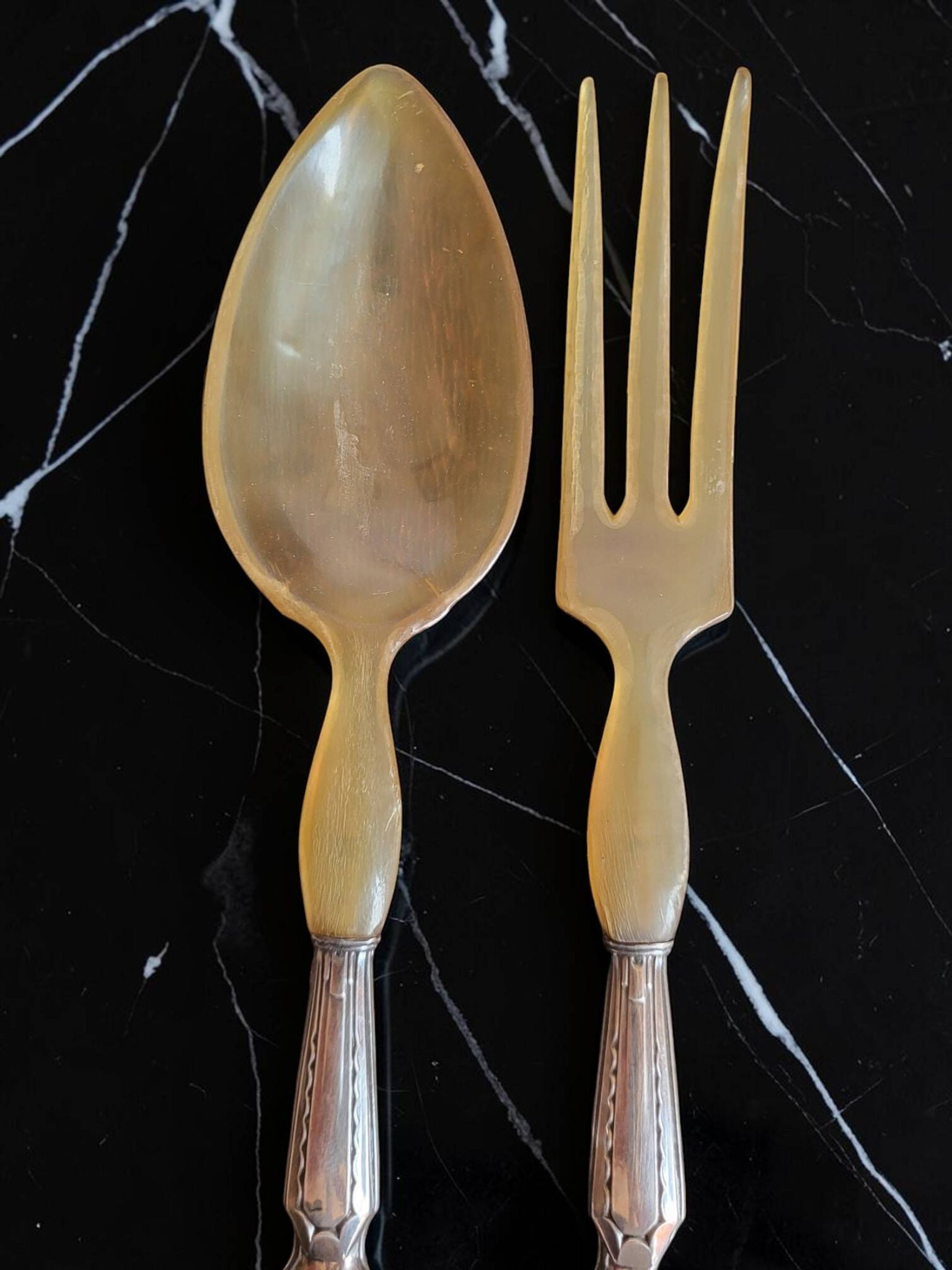 Silver salad cutlery Minerva hallmark