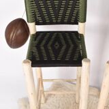 2 handmade Moroccan green stools