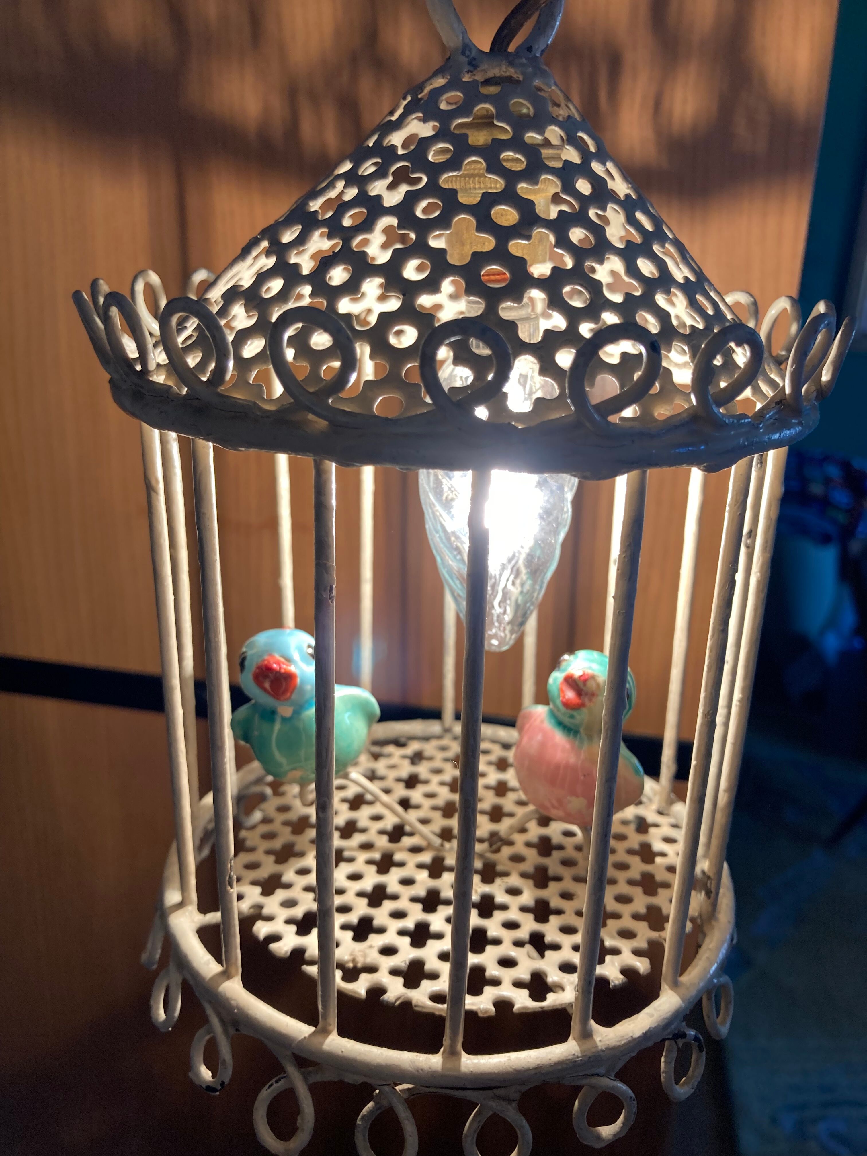 Bird cage lamp in vintage ceramics 50 years