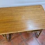 Vintage rattan desk with his chair
