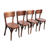 Série de 4 chaises bistrot Baumann à dos large des années 50