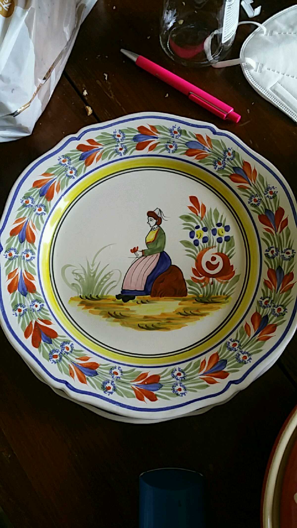 2 Breton Henriot plates from the Quimper earthenware factory