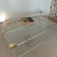 Table XL Laiton massif et Plexiglas-Style Jansen 1970