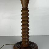 French modernist wood turned table lamp in the style of Charles Dudouyt, 1940s