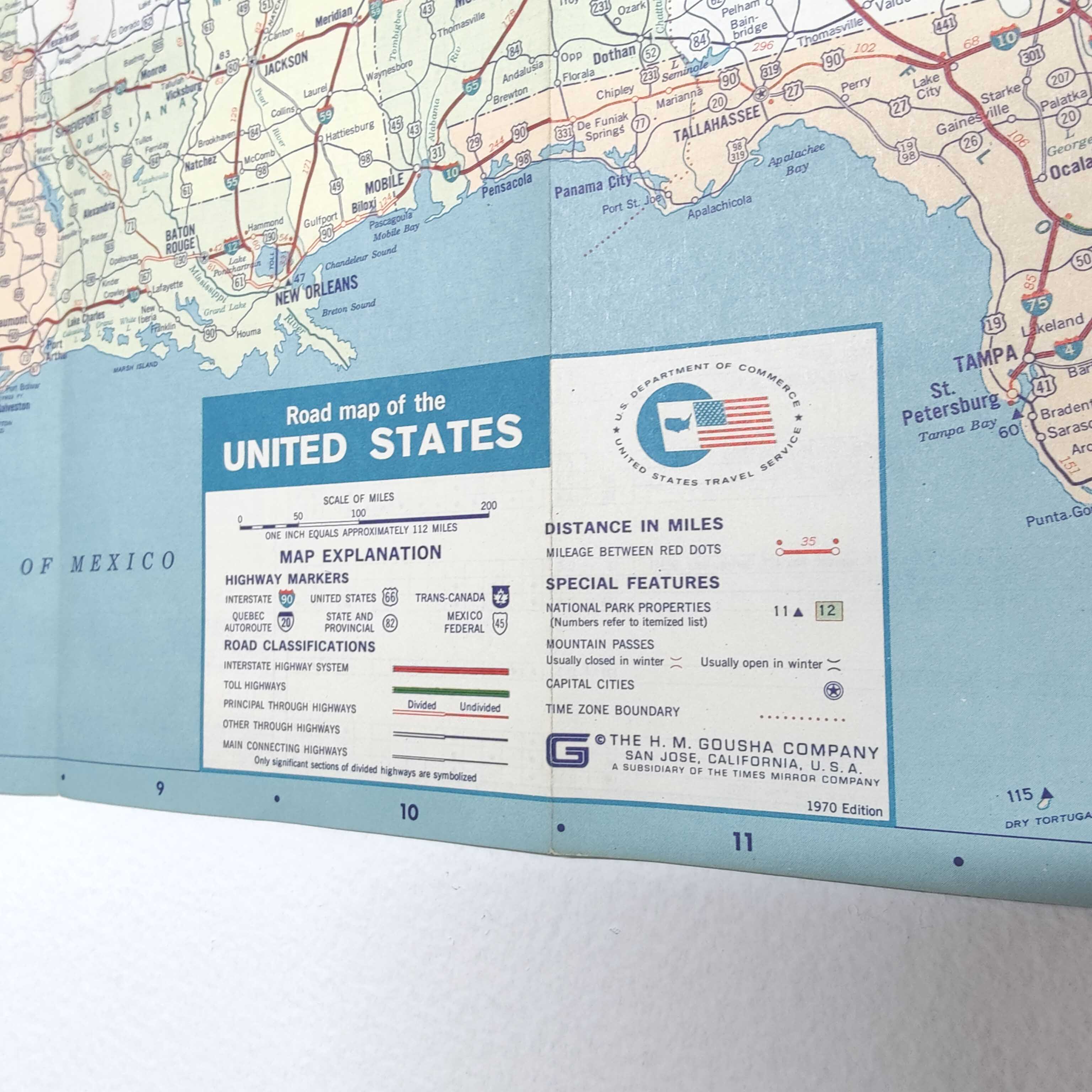 Vintage map USA 1970 America